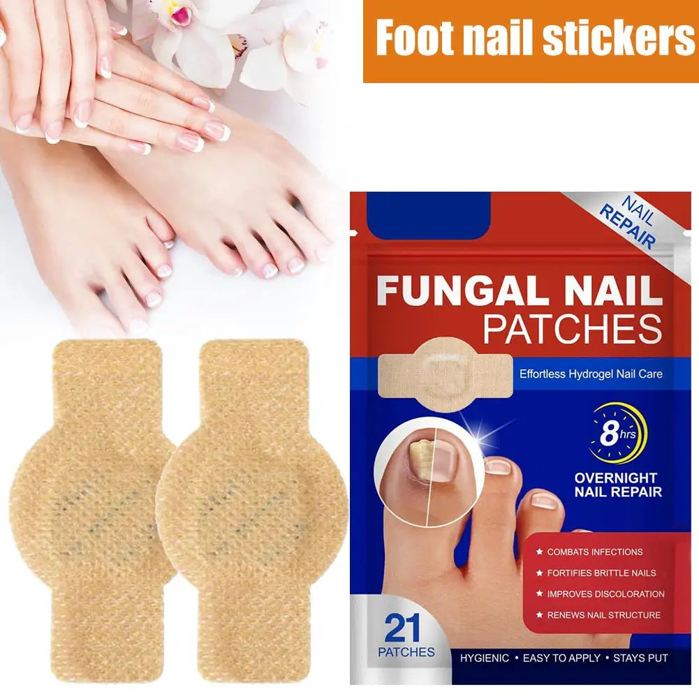 Fungal Nail Patches 21pcs Gently Repair Nails Ingrown Correction Sticker Discolored Damaged Nail Foot Care Tool