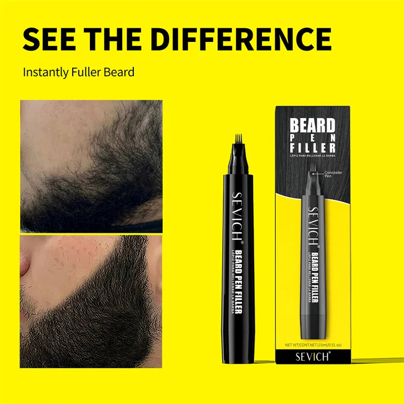 SEVICH Beard Filler Pen Waterproof Beard Coloring Pen Beard Coloring Filling Enhancer Black Fiber Hair Beard Stuffing Pen Tool