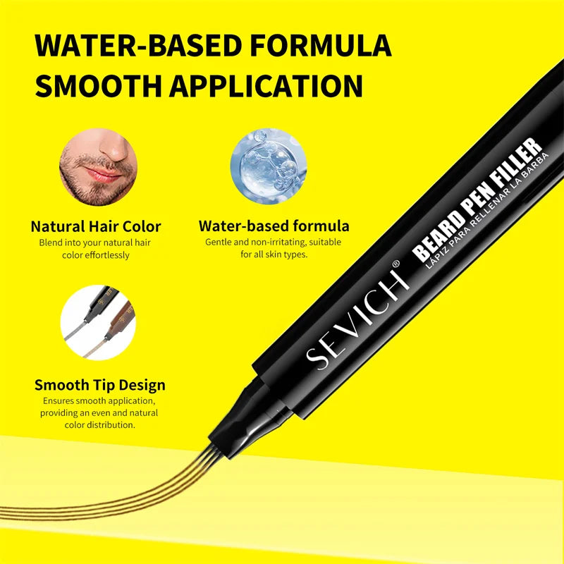 SEVICH Beard Filler Pen Waterproof Beard Coloring Pen Beard Coloring Filling Enhancer Black Fiber Hair Beard Stuffing Pen Tool