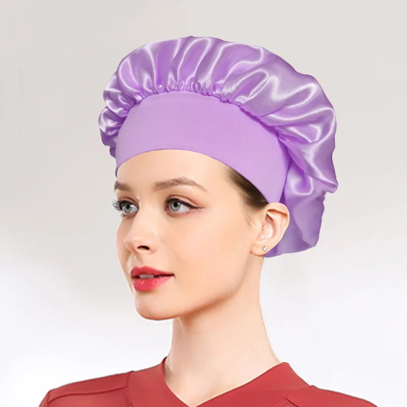 Newly Satin Night Hair Cap Women's Solid Sleeping Hat Sleep Care Bonnet Nightcap For Women Unisex Cap