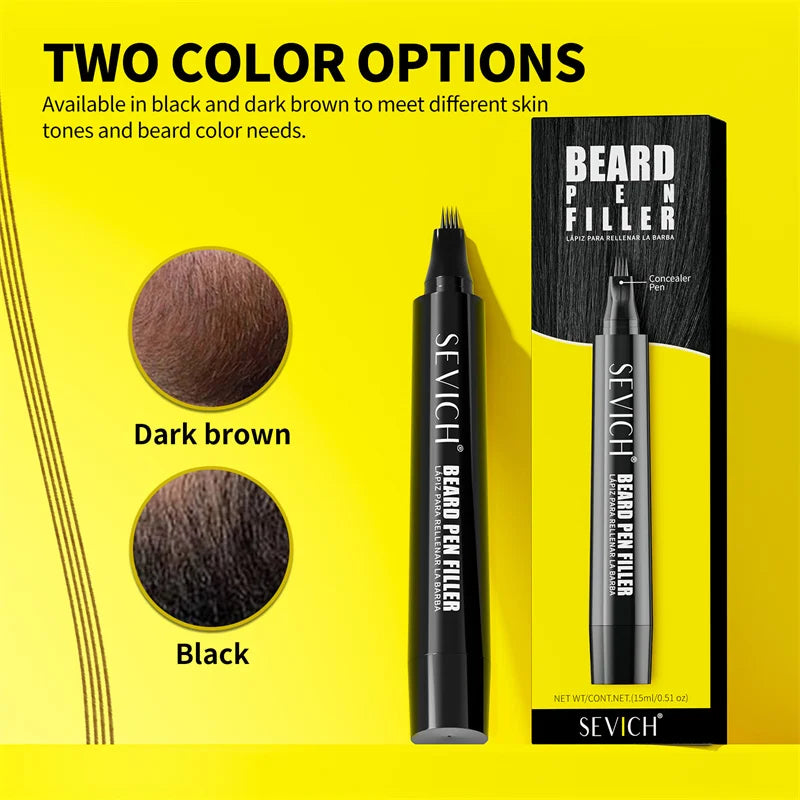 SEVICH Beard Filler Pen Waterproof Beard Coloring Pen Beard Coloring Filling Enhancer Black Fiber Hair Beard Stuffing Pen Tool